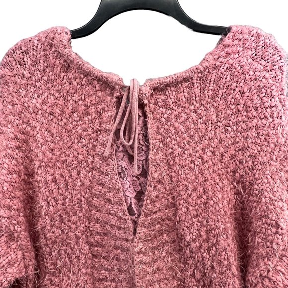 Knox Rose Fuzzy Eyelash Soft Lace Back Pullover Sweater Pink Womens Size… - Picture 5 of 13